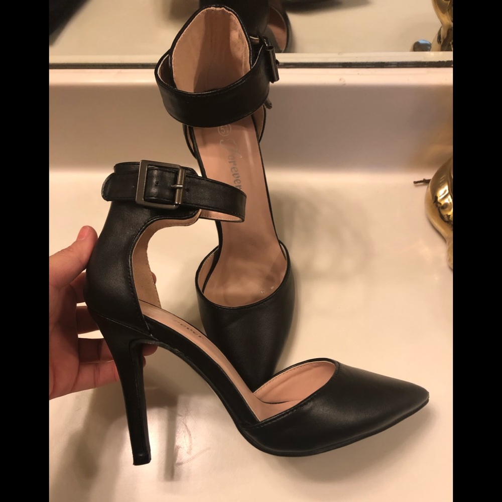 Ankle strap pointy heels